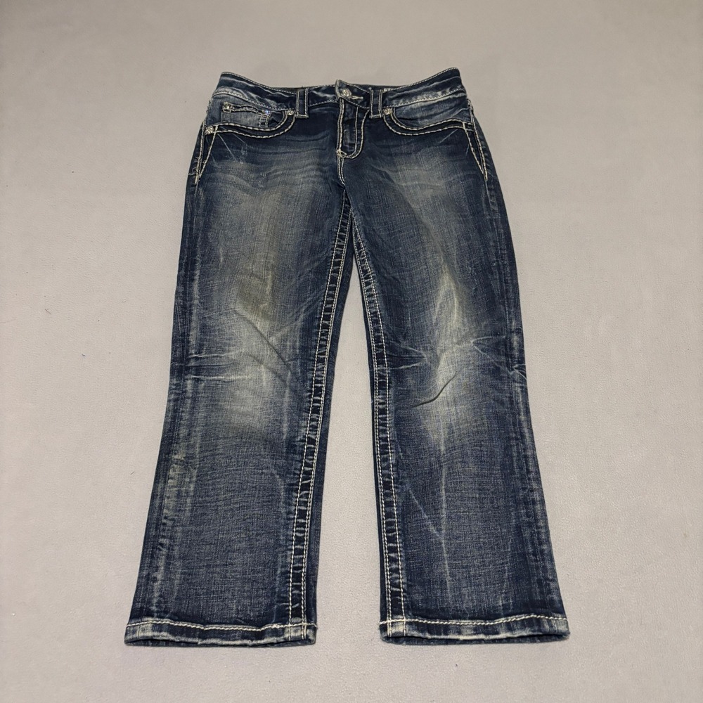 Miss Me Boyfriend Capri Jeans Womens Size 25 Blue Denim Embellished Y2K
